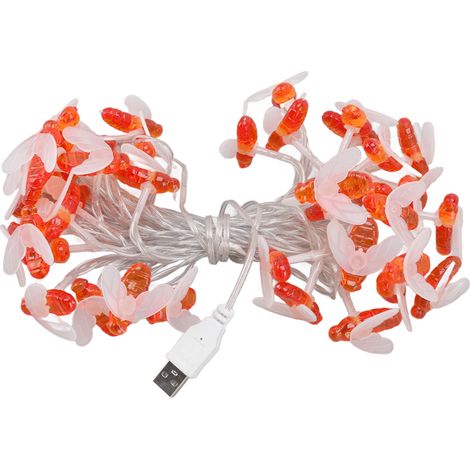 Guirlande lumineuse étanche en forme d'abeille, alimentée par USB, 40 LED, 6 m, idéale pour décorer chambre, salon, plantes, terrasse, fêtes, mariages et Halloween. (1/5)
