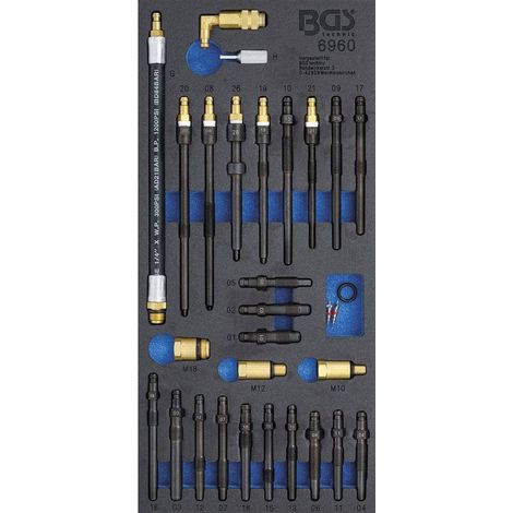 Insert de Servante d Atelier 1/3 - Jeu de 30 Adaptateurs pour Testeur de Compression et Pertes de Pression - D-Work