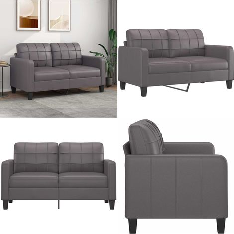 Canapé à 2 places Gris 140 cm Similicuir - Canapé Deux Places - Canapé Gris - Canapé Tissu - Canapé Moderne - Canapé Salle À Séjour - Home & Living