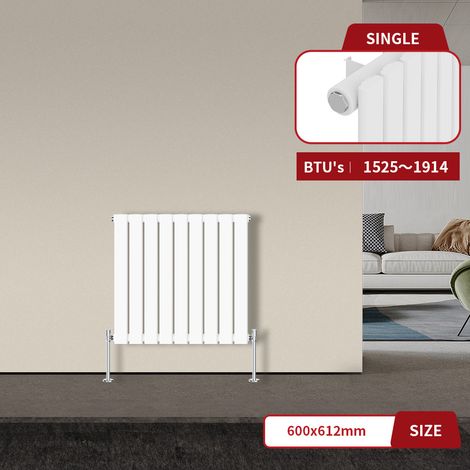 Warmehaus Flat Panel Radiator White Horizontal 600 x 612mm Single