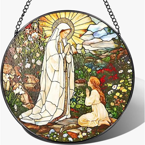 Attrape-soleil en vitrail de 9 cm, suspension décorative chrétienne, décoration d'intérieur