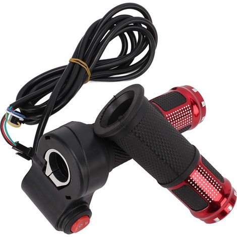 Poignée d'accélérateur universelle 6 fils pour vélo électrique 12V‑99V avec deux sections et trois vitesses rouge (1/5)