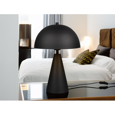 Große Tischleuchte ALFIE in Pilzform aus Metall Schwarz, Höhe 43cm