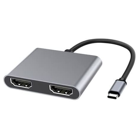 Adaptateur USB-C vers double HDMI, hub USB Type-C 4 en 1 avec 2 sorties HDMI 4K, station d'accueil USB-C pour Windows (1/4)