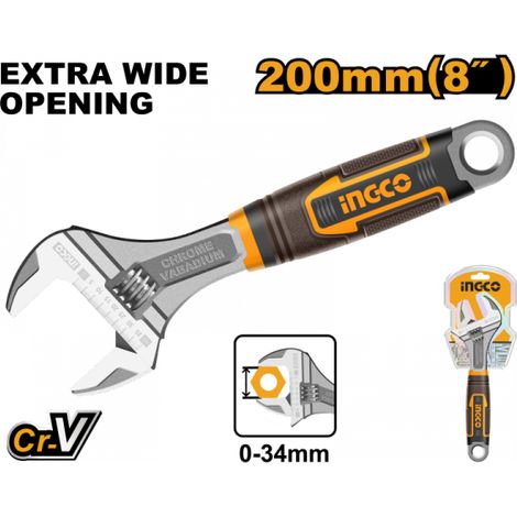 INGCO Chiave regolabile a rullino da 150 200 250 300mm impugnatura Soft Touck  200mm