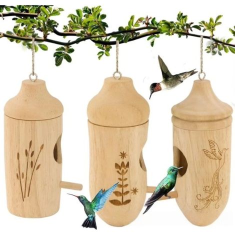 Casa Para Colibríes - Hecho A Mano En Madera De Haya - Apertura De 2,3 Cm Y Percha Integrada - Para Exterior E Interior - Unidad (1/5)