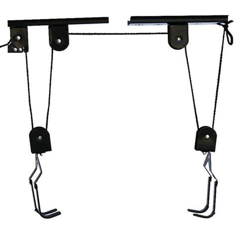Ascenseur à vélo, Jusqu’à 20 kg, pour Plafond avec câble, Garage et Cave, Porte Bicyclette de Plafond, Noir