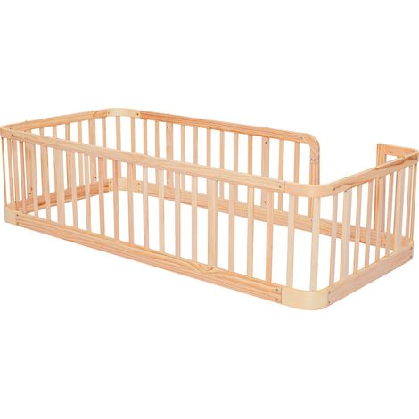 Parc bébé modulaire 90x200 cm en bois clair, barres espacées de 7 cm, angles arrondis, base anti-pincement, séparateur intérieur multifonction CHICFURN (1/5)