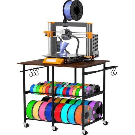 Support d'imprimante 3D avec support de rangement à filaments, chariot d'imprimante 3D roulant sur roulettes, grande capacité pour filament 3D PLA/ABS/TPU, atelier studio bureau
