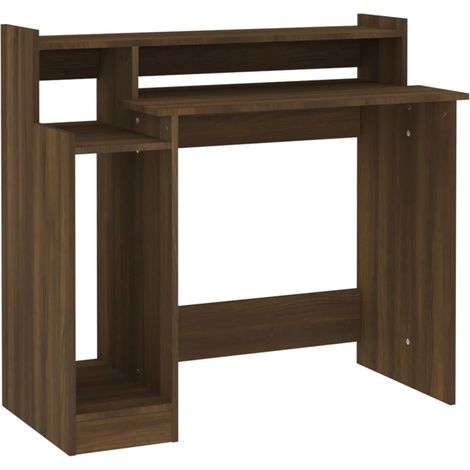 Desk with LED Lights Brown Oak 97x45x90 cm Engineered Wood vidaXL (1/4)
