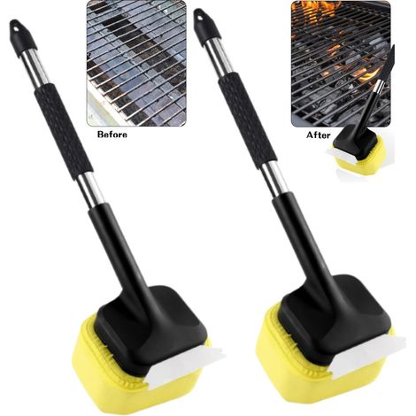 Brosse pour barbecue avec chiffon ignifuge Compatible lave vaisselle un entretien facile Protège les surfaces de cuisson 2pcs (1/5)