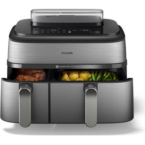 Friteuse sans huile Philips Airfryer NA555/00 Série 5000 double panier 9L Inox