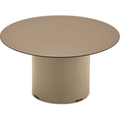 Tavolino tondo WAYLON 60 con base in metallo Beige e piano in vetro Bronzo (1/2)