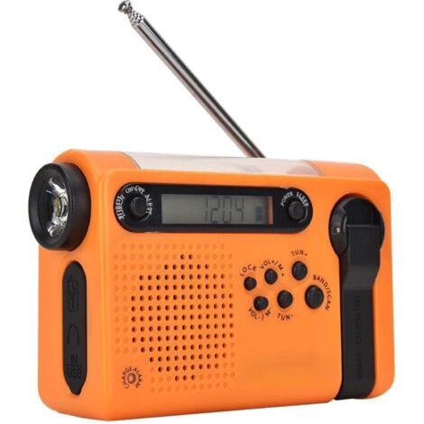 Radio Portable Radio numérique Radio Prévention des catastrophes et Urgence Radio Pleine Bande Charge Solaire Éclairage Mobile Radio Portable Orange (1/5)