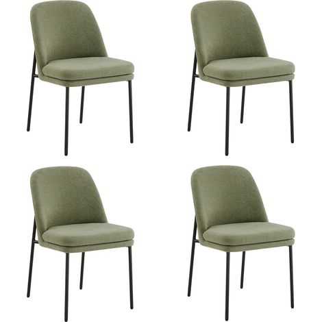 Lot de 4 Chaises de Salle à Manger, Pieds en Métal, Avec Dossier, Style Moderne Vert (1/5)