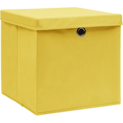 Maison Exclusive - Boîtes de rangement et couvercles 4 pcs Jaune 32x32x32 cm Tissu