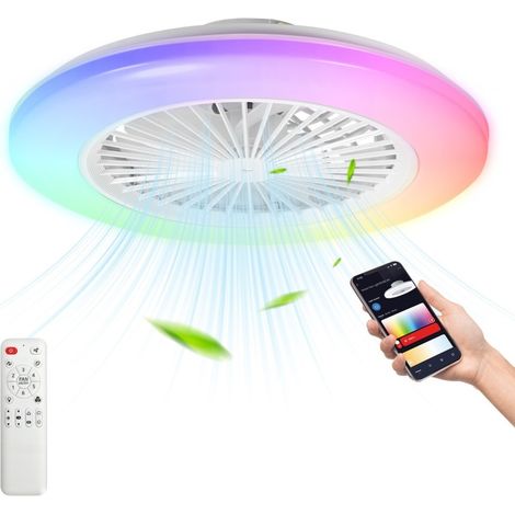 SWANEW Ventilatore a soffitto LED con illuminazione e telecomando - Ventilatore dimmerabile 49CM (1/5)