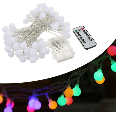 Multicoloured String Lights 0.6W 10m/32.8ft 80 LEDs, Christmas String Lights, with Remote Control, Adjustable Brightness, Timer, 8 Light Effect Modes, Battery Powered, IP4 Waterproof (1/5)