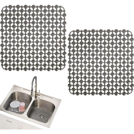 2 Tapis Evier,PVC,28x28 cm,Grille Drainage,Antidérapant,Cuisine Bain (1/5)