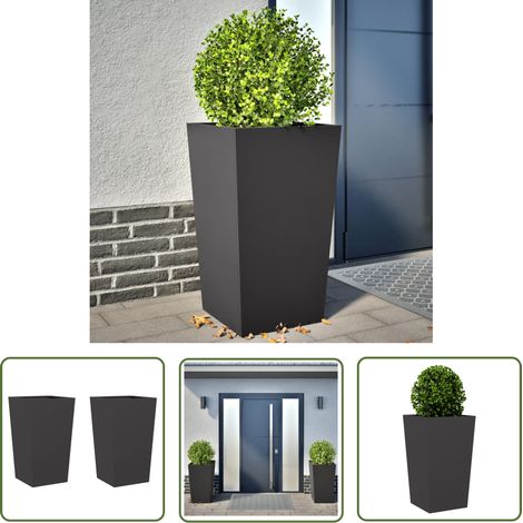vidaXL Pflanzkübel 2 Stk. Schwarz 45x45x75 cm Stahl (1/5)