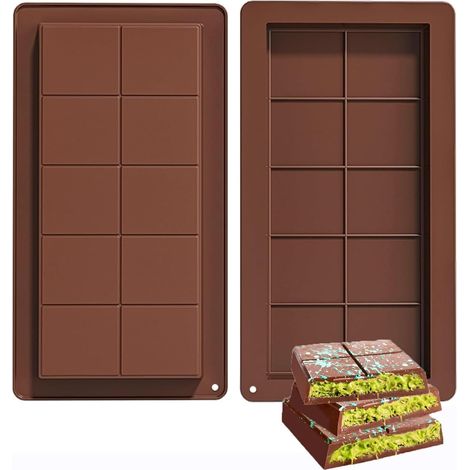 2 PCS Moule Chocolat, Silicone Alimentaire, 25,8x17x1,5cm, Flexible, Pour Pistaches Et Fêtes (1/5)