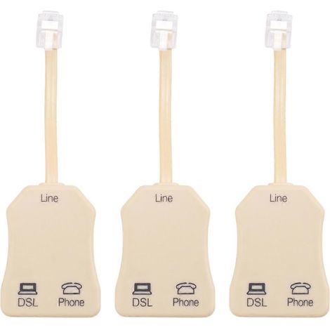 Répartiteur de filtre DSL en ligne (lot de 3) pour ligne téléphonique, prise téléphonique, modem téléphonique ADSL (1/4)