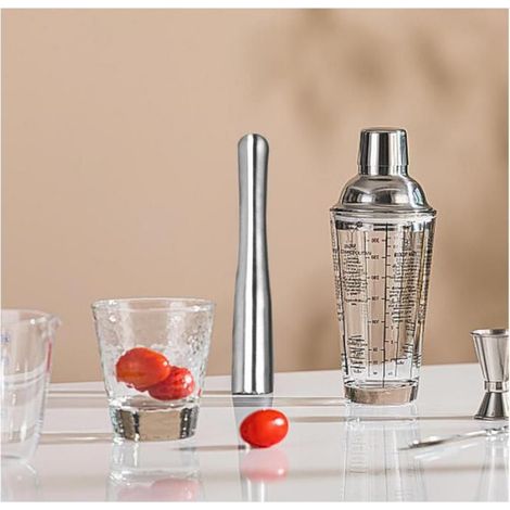 Pilon à Cocktail, Pilon en Acier Inoxydable pour Cocktail, 22,6 cm Long Pilon à Glace, avec Cuillère à Mélanger à Double Extrémité (1/5)