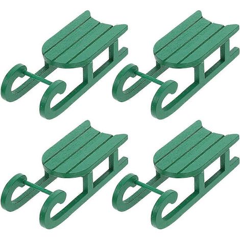 Lot de 4 pendentifs en bois en forme de traîneau, petits ornements à suspendre au sapin de Noël (1/5)