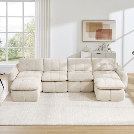 CHICFURN Divano modulare 2 posti 194x97x68 cm in ciniglia verde, montaggio senza attrezzi