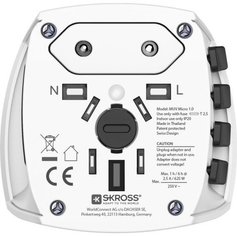 ADAPTATEUR DE VOYAGE ''MUV MICRO'', 2 PÔLES HAMA (1/2)