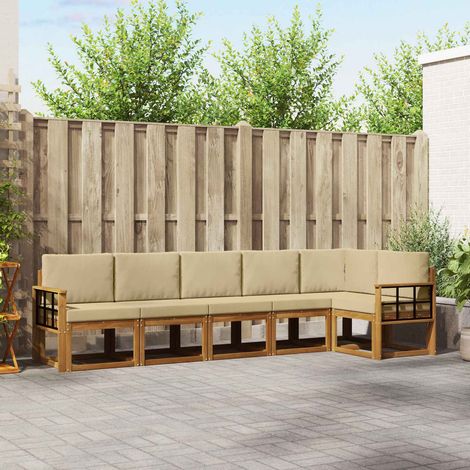 vidaXL Outdoor-Sofagarnitur 6 Stk. Natur und Beige (1/5)