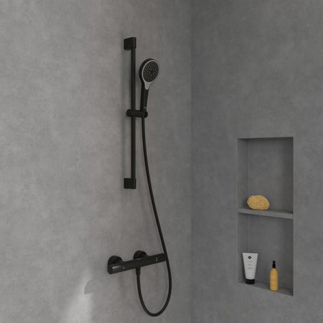 Villeroy & Boch Verve Showers Ensemble de douche à 3 jets, Noir Mat (TVS109007000K5) (1/5)