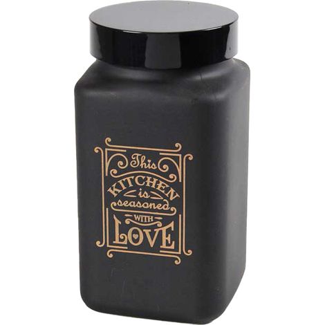 BARATTOLO IN VETRO SATINATO CON CAPIENZA DA 2000 ML IN COLORE NERO (1/2)