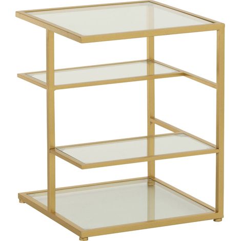 Table d'appoint dorée en métal et verre design élégant - Doré et verre transparent (1/5)