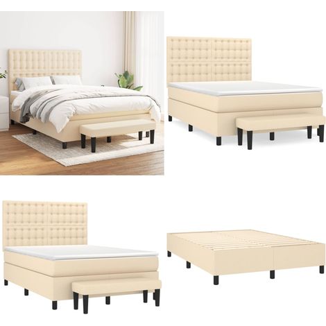 Boxspringbett mit Matratze Creme 140x190 cm Stoff - Boxspringbett - Doppelbett - Cremefarbenes Bett - Betten Günstig Kaufen - Bettrahmen Mit Matratze - Home & Living (1/5)