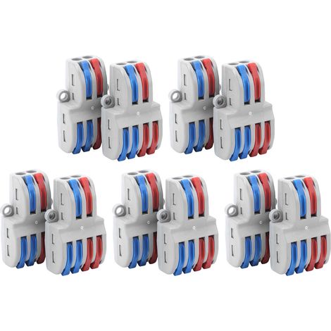 10 connecteurs à levier compacts pour câbles, bornier à raccordement rapide SPL-42, équipement de connexion rapide, lot de 10 (1/5)