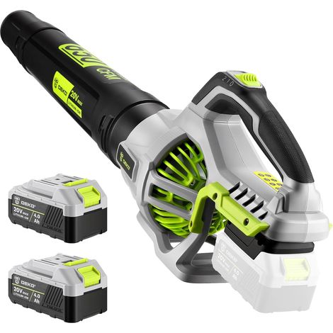 Souffleur de Feuilles sans Fil avec de 2x4,0 Ah Batteries, 2 Vitesses, Débit d'air Max 1100 m³/h, 257 km/h, pour Cour, Pelouse, Jardin (1/5)