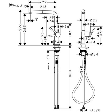 Hansgrohe 72845340 Mitigeur d'évier 270 Talis M54 Éco