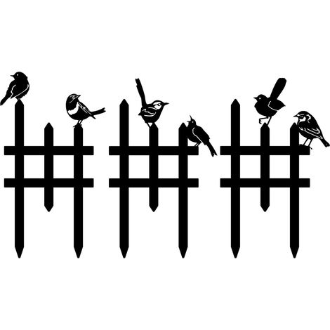 Lot de 3 petites clôtures de jardin avec 6 oiseaux - Décoration de jardin rustique - Décoration de jardin - Clôture de pelouse - Bordures de jardin décoratives pour paysage, allée, parterres de fleurs (1/5)