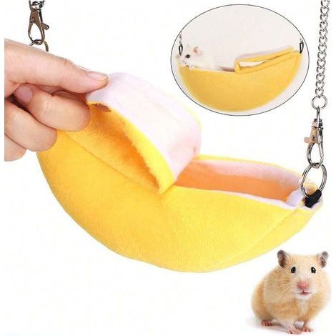 1 Bequeme Bananen-Hängematte für Kleintiere, weiches Hängebett für Hamster und Meerschweinchen, bietet Wärme und Komfort, Grün (1/5)