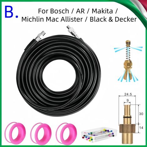 (Style B-20m) Tuyau de nettoyage de canalisations haute pression 5800 PSI, kit d'outils de dragage et de nettoyage de canalisations, buse de nettoyage des eaux usées, pour nettoyeur haute pression Kär (1/5)