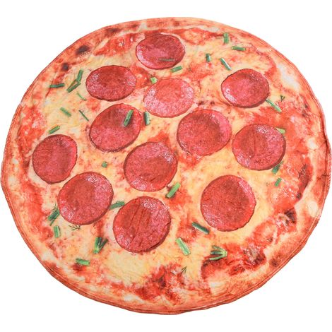 Tapis rond pizza pour enfants, moelleux et lavable, 5.2ft (160cm), tapis de jeu bébé antidérapant pour chambre ou salle de jeux. (1/5)