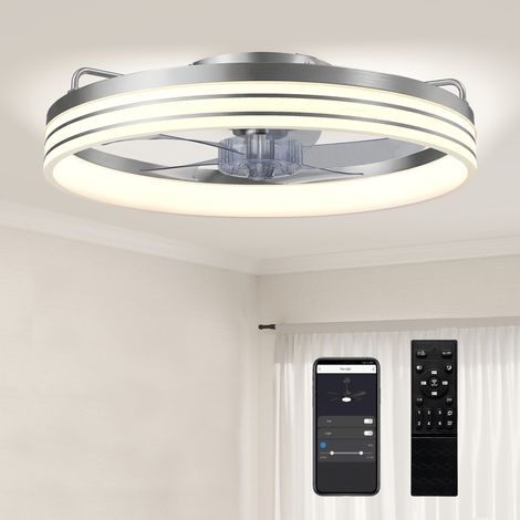 HOMCOM Ceiling Fan with Light and & App Control, 6 Speed, 50 cm, Silver