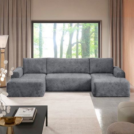 5-Sitzer U-Form Schlafsofa mit Stauraum Romeo Dunkelgrau (1/5)
