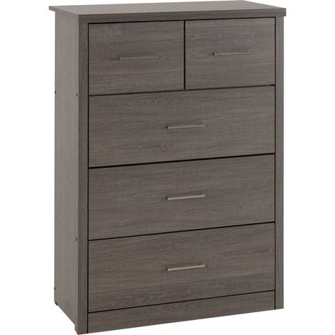 Lisbon 3+2 Drawer Chest - L40 x W80.5 x H114 cm - Black Wood Grain (1/7)