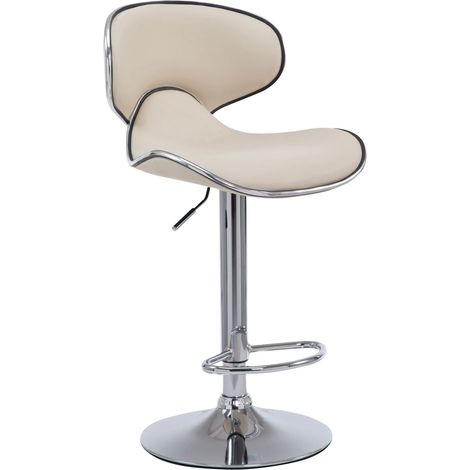 Sgabello da bar x1 sedute moderne con linee ondulate in PVC color crema base a tromba in metallo cromato 100005675