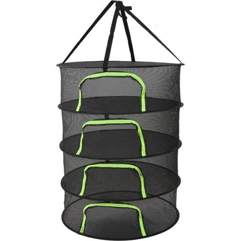 Filet de séchage pliable pour plantes, fermeture éclair multicouche, 60 cm de diamètre, comprend 4 couches de sacs de rangement. (1/5)