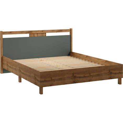 AX LIVING 160 x 200 Bett Iseonia 160 – 171 cm breit, Eiche Wotan/Green
