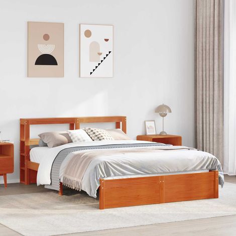vidaXL Struttura del letto con testiera Marrone cerato 140 x 200 cm