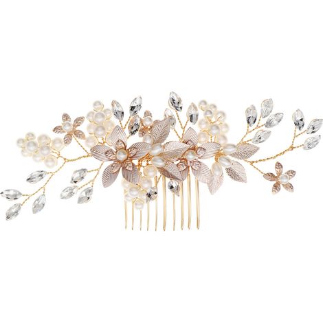 Peigne à cheveux orné de strass - Doré (1/2)